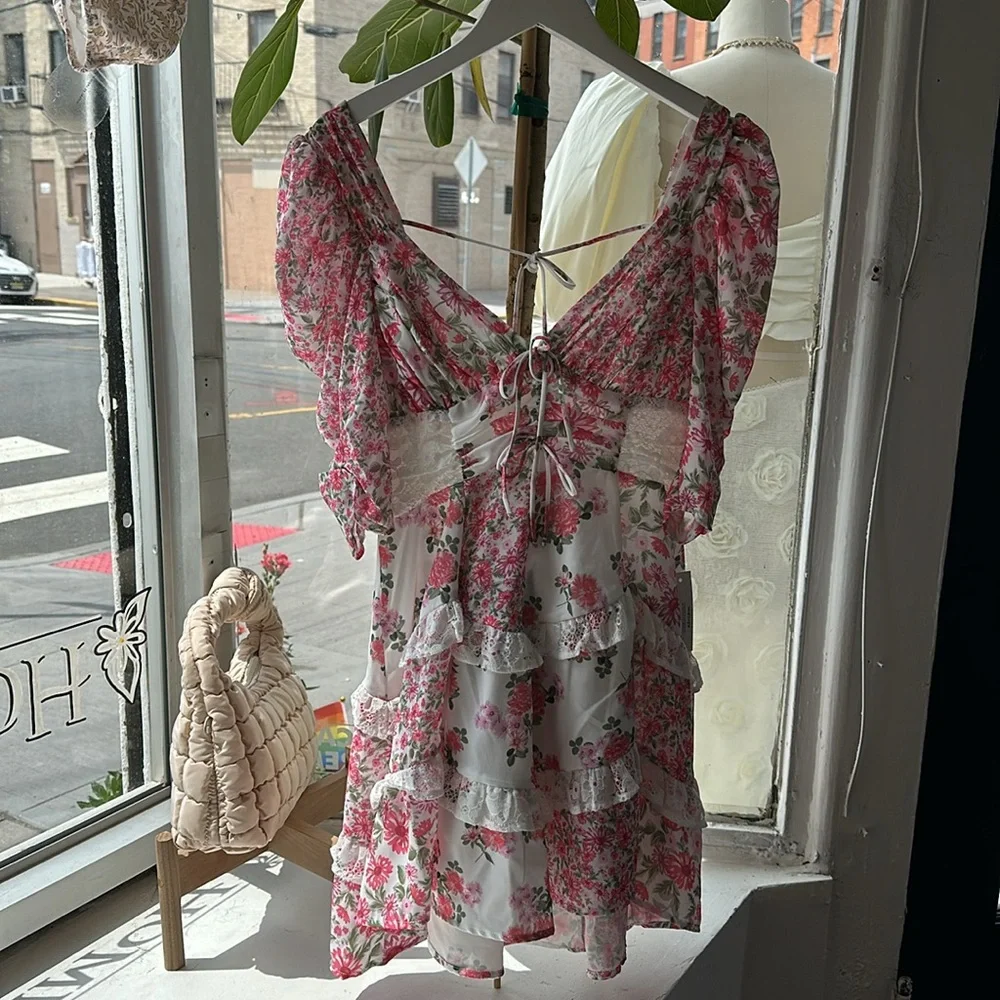 NWT For Love & Lemons Rosalyn Mini Dress - Picture 7 of 7